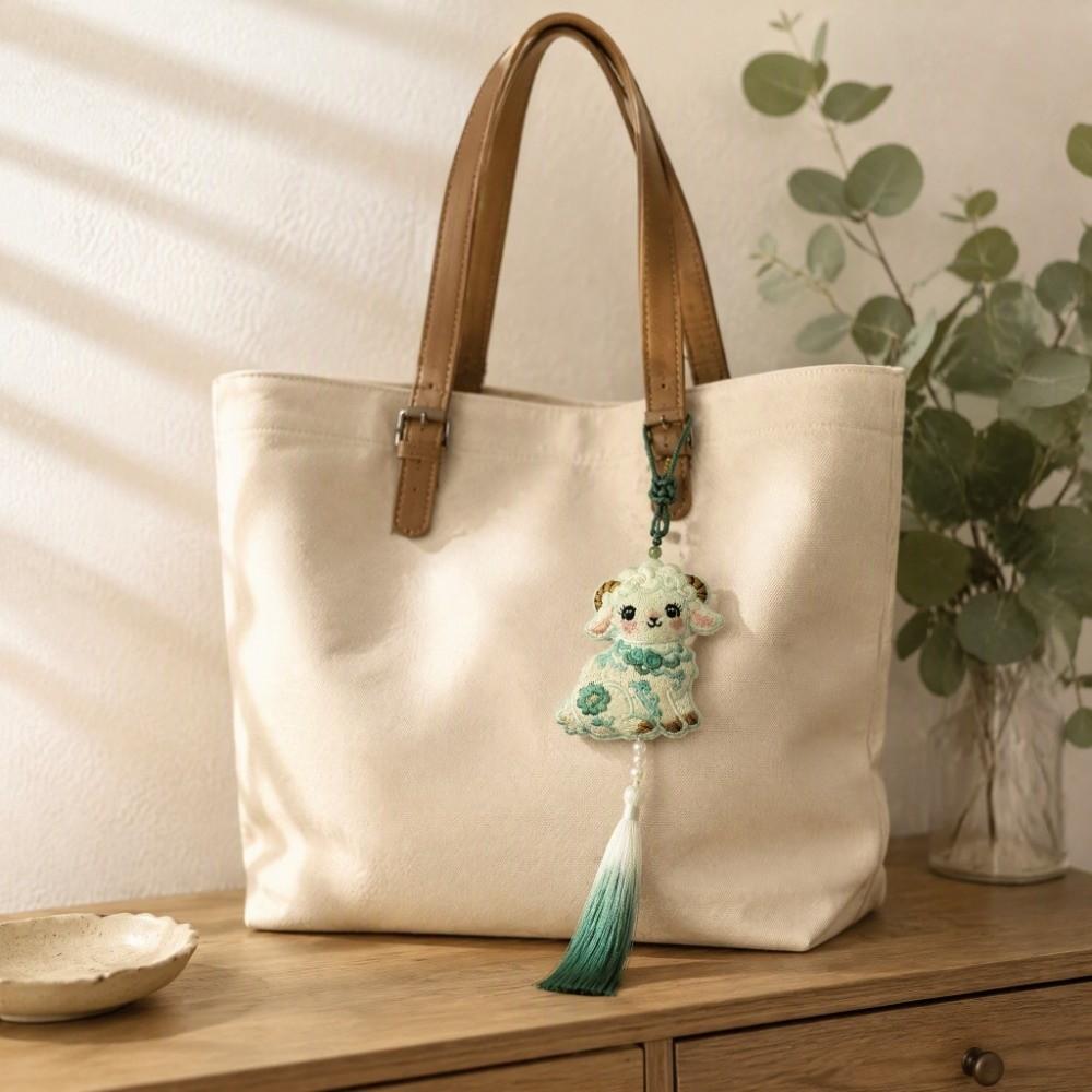 Chinese Style Embroidery Sachet Lamb Ornament Keychain Hanfu Accessory Car Hanging