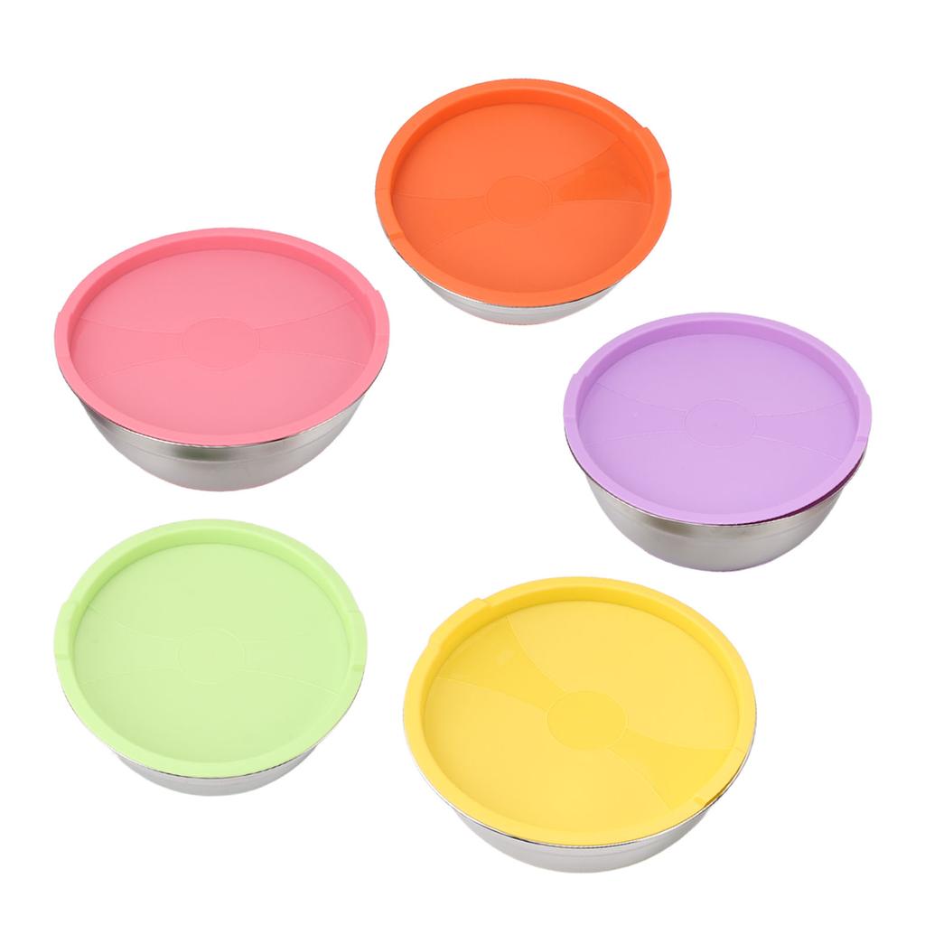 5 шт. миски для смешивания с крышками для кухни из нержавеющей стали, цветные вложенные миски для смешивания для выпечки