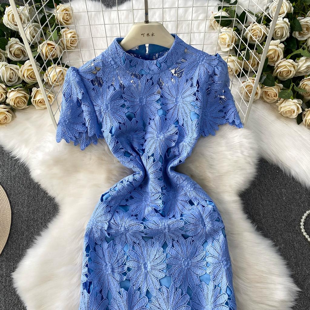 Летние Женские Элегантные Роскошные Платья Макси с Вышивкой Цветами и Кружевом, Облегающие Фигуру, для Вечеринки, с Юбкой Годе, для Выпускного