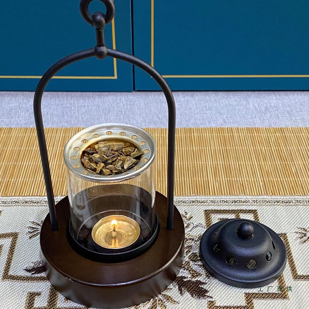 Retro Agarwood Incense Burner & Essential Oil Candle Lamp - Windproof Home Decor