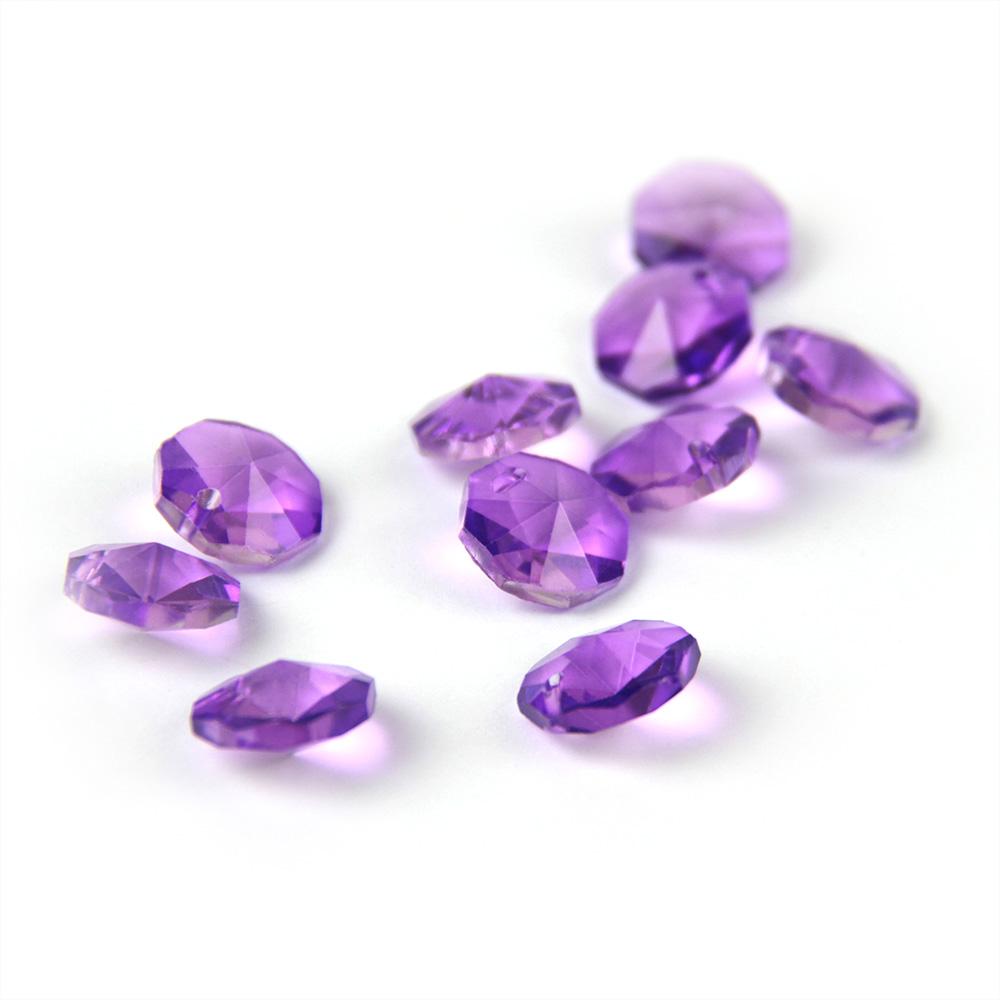 100Pcs 14Mm Crystal Chandelier Parts Glass Octagon Beads In 1 Hole/2 Holes Diy Strand Accessories Sucatchers For Home Decoration