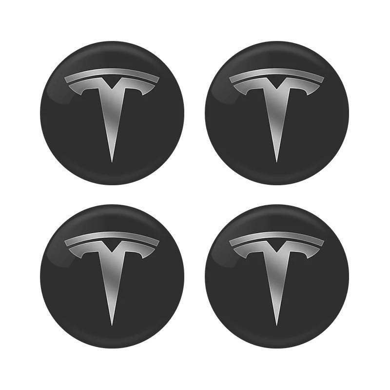 4PCS 56MM Wheel Hub Cap Sticker Car Caps Rim Stickers Badge Cover Decoration For Tesla Model Y 3 S X Roadster