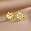 Stainless Steel Earrings Anime Spiral Sun Design Goth Hip Hop Trend Fine Fashion Stud Earrings For Women Jewelry Party Male Gift