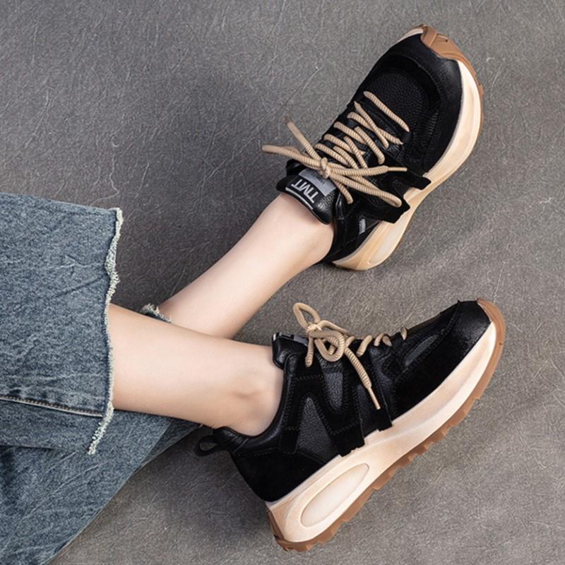 Johnature Кроссовки из натуральной кожи, универсальная повседневная спортивная обувь, женские туфли на плоской подошве со шнуровкой и круглым носком