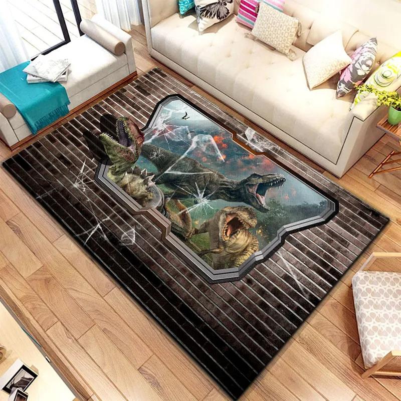 3D Ковер с принтом динозавров Юрского периода для гостиной, спальни, кухни, ванной комнаты, прихожей. Нескользящий придверный коврик, ковер, коврик для йоги