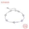Lindon Women Zircon 925 Sterling Silver Jewelry Geometric Bead Chain Link Bracelet Fashion Fine Wedding Gift for Girlfriend