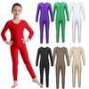 Girls Ballet Dance Crew Neck Unitard Jumpsuit One Piece Full Length Dance Training Catsuit Bodysuit