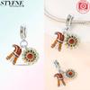 Autumn New Maple Forest Squirrel Pumpkin Car Charms Beads Fits Bracelets Bangle Luxury DIY Jewelry Making Women Gifts