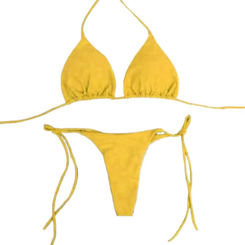 1 комплект купальника однотонный купальник раздельный трехточечный комплект сексуальное бикини европейский стиль галстук