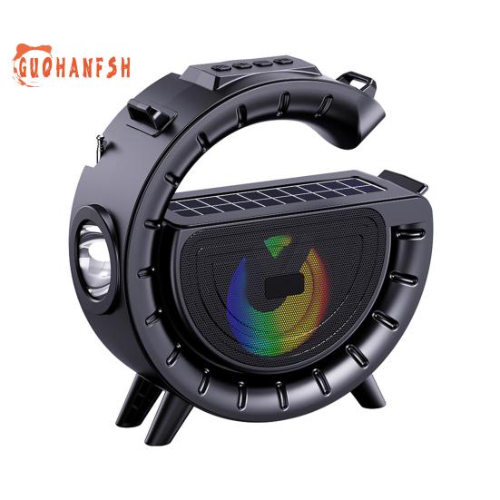 Bluetooth-совместимый динамик с солнечной зарядкой, музыкальным плеером, фонариком и FM-радио — незаменимый помощник для кемпинга на открытом воздухе
