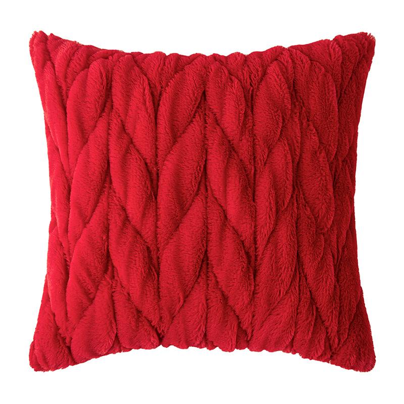 Плетеная подушка-скрутка Простая трехмерная наволочка из искусственного кроличьего бархата Плюшевая вышитая прикроватная наволочка для дивана