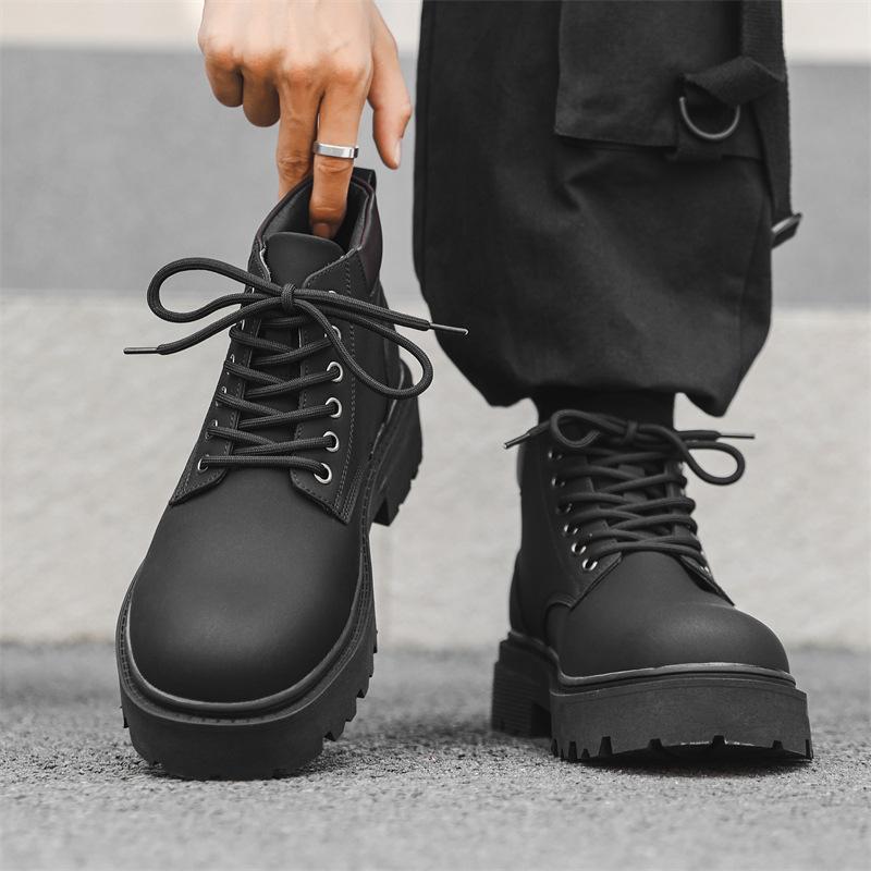 Ботинки Мартин мужские осенние в британском стиле ретро ботинки из ревеня увеличивающие рост повседневные на толстой подошве высокие берцы рабочие ботинки 66591-J