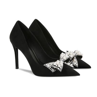 Брендовые женские сексуальные туфли на высоком каблуке, модные туфли-лодочки на шпильке с бантом, туфли-лодочки с острым носком, новый тренд, дизайнерская вечерняя женская обувь Mujer