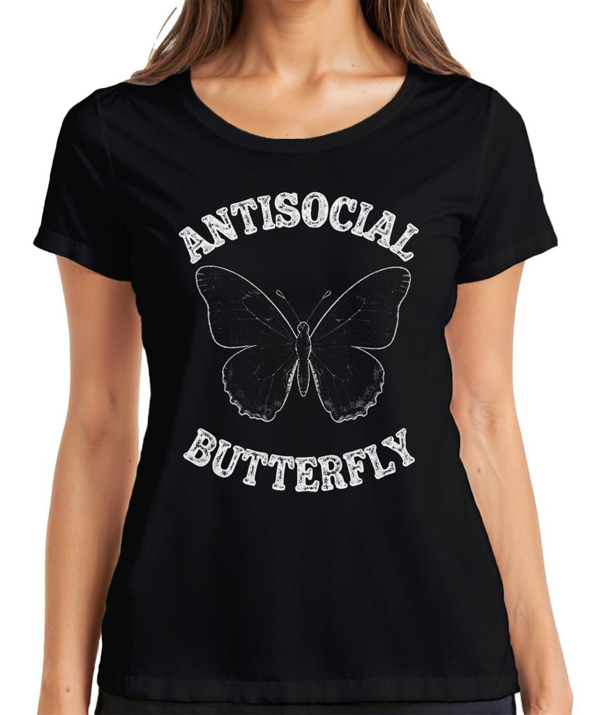 Antisocial Butterfly Butterfly Vintage Grunge Goth Gift Womens T-Shirt