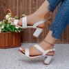 Shoes for Women Brand Summer Women's Sandals One-word Buckle Solid Open Toe High Heels Daily Work Dress Sandals Women