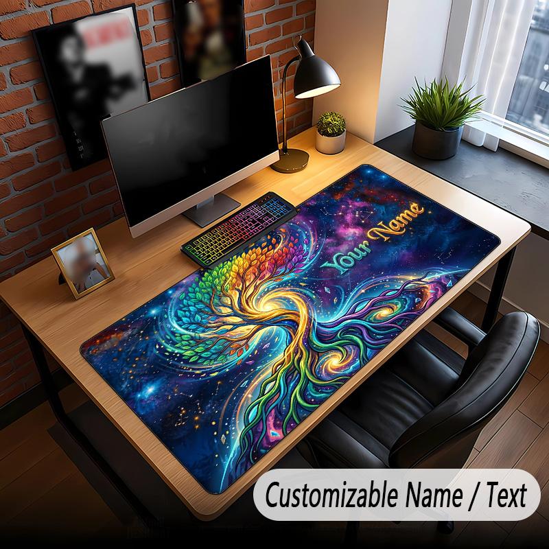 Tree of Life Theme Custom Mouse Pad Personalized With Name Text Customized Desk Mat For Office Home Decor