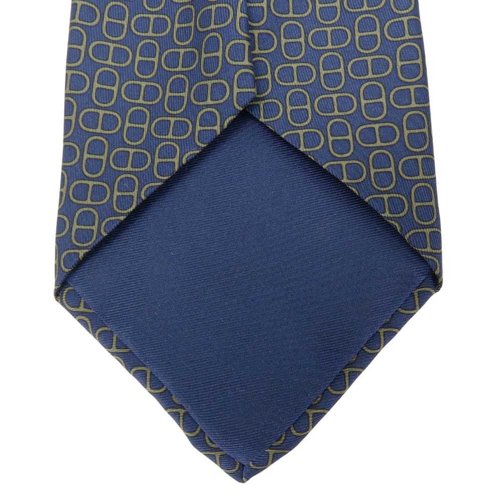Used HERMES Tie Shane Dunkle Pattern Owl Silk Navy Suit