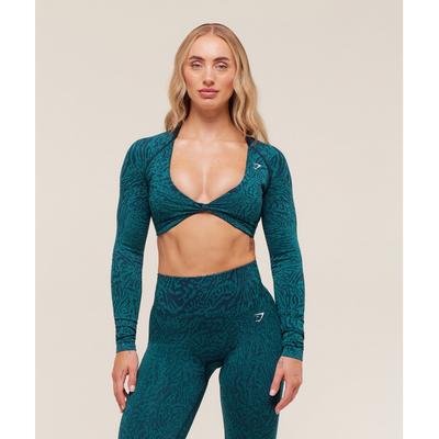 Gymshark Укороченный топ с длинным рукавом Adapt Animal темно-синий бренд B4c2z Udxw