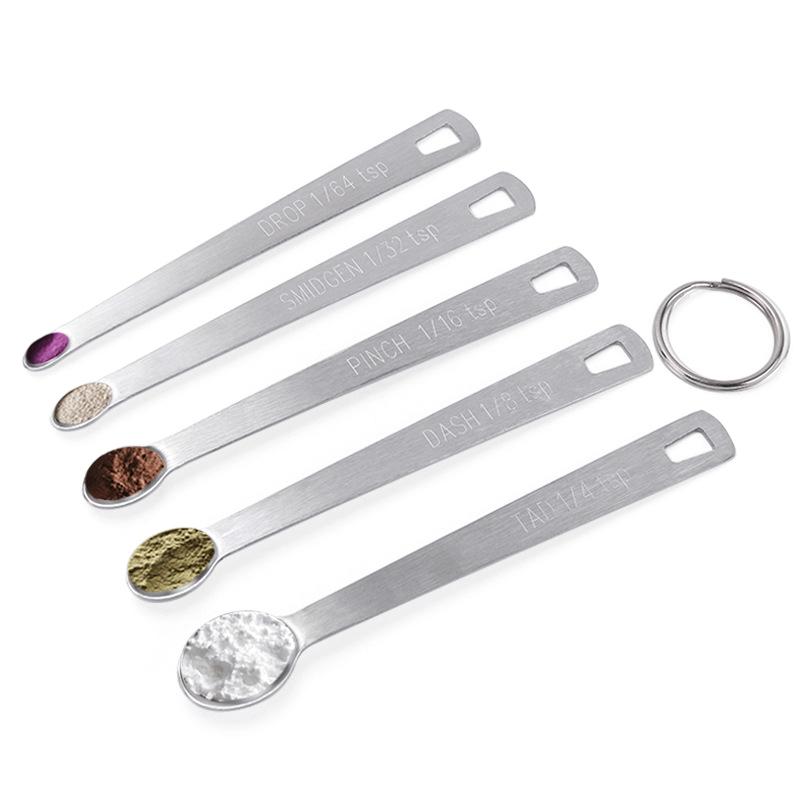 5Pcs/Set Measuring Spoon Stainless Steel Coffee Seasoning Multiple Size Spoon