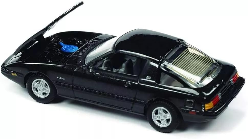 Johnny Lightning Масштабная модель автомобиля Mazda 1982 Черный литой металл с открывающимся капотом 1/64 RX-7 [Б/у]