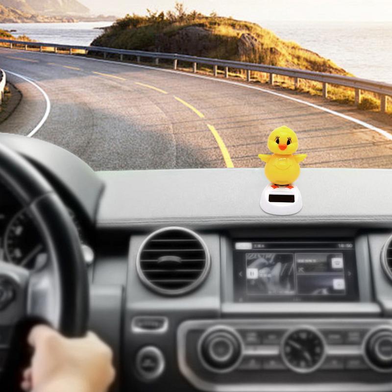 Car Dashboard Decoration Solar Dancing Chick Figurines Solar Powered Dancing Toys Cartoon Chick Ornaments Figures Bobble Head