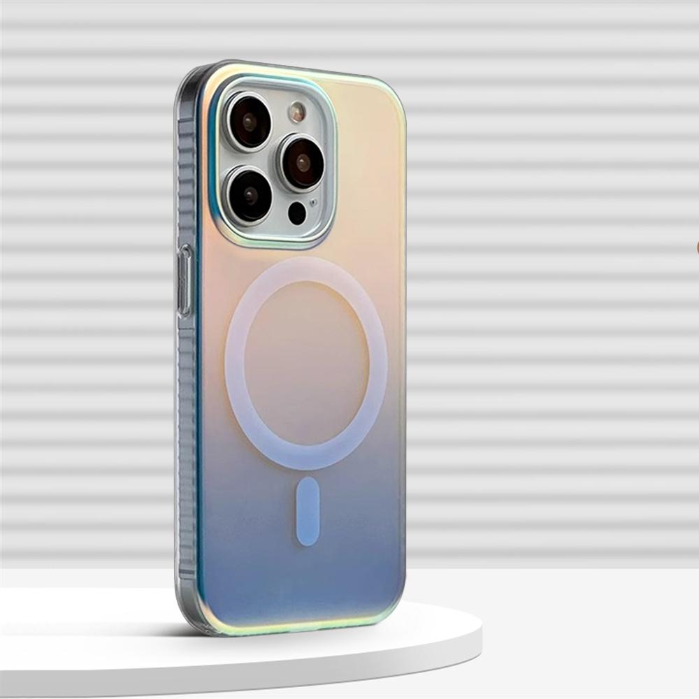 Роскошный матовый лазерный градиентный магнитный чехол для Magsafe для iPhone 17 16 15 14 13 12 Pro Max Aurora Ударопрочный защитный чехол