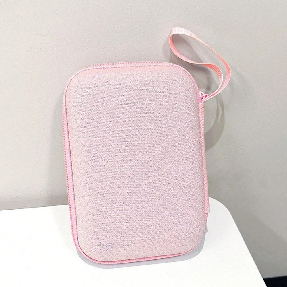 Portable Storage Bags Sparkling Pink Hard Shell Bag High Quality Zipper Bag Headphone Data Cable