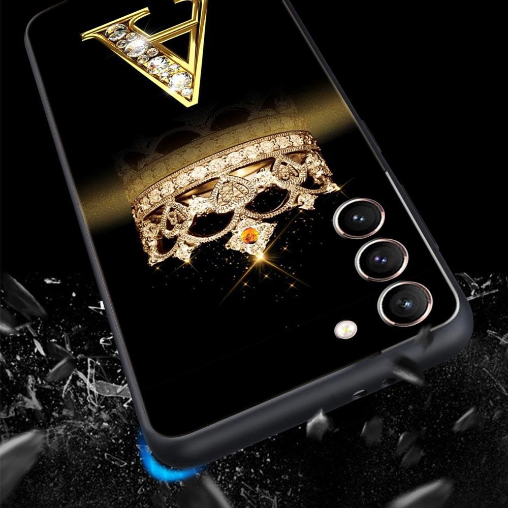 Модный Чехол для Телефона с Алмазной Короной и Буквой А, Мягкий, для Samsung Galaxy S23 S24 S22 S21 S20 FE Ultra 5G S10 S10E S9 S8 Plus