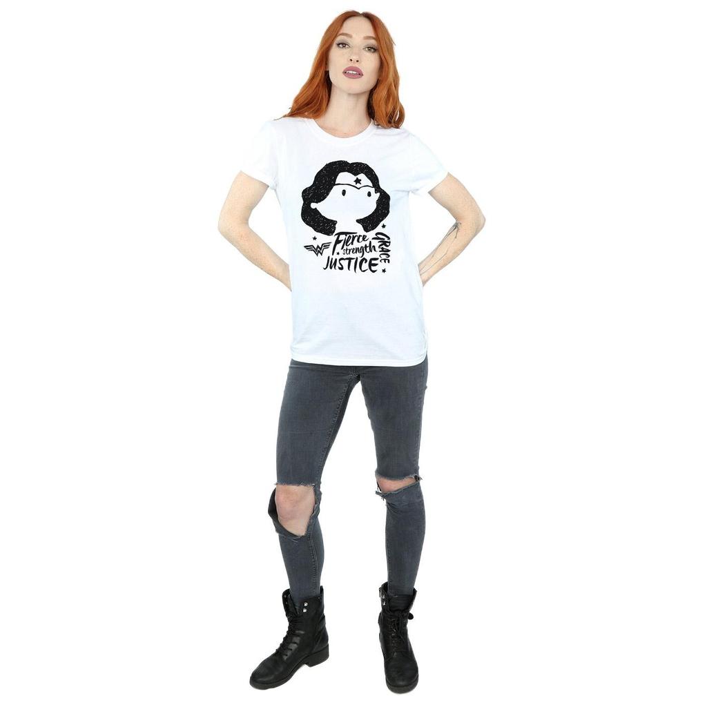 DC Comics Womens/Ladies Wonder Woman Fierce Sketch Cotton Boyfriend T-Shirt