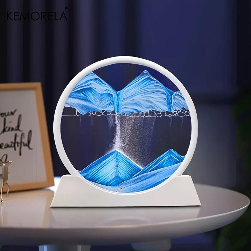 18,5 см 3D движущаяся песчаная художественная картина, круглое стекло, океан, песчаный пейзаж, песочные часы, зыбучие пески, ремесло, текучая песчаная картина, домашний декор, подарок