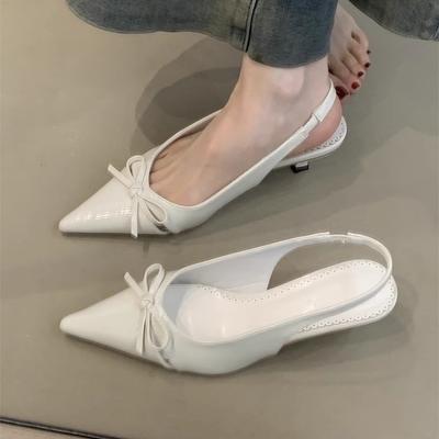 Нежные туфли на высоком каблуке, темпераментные, элегантные, с острым носком, с вырезом, на тонком каблуке, босоножки с закрытым носком