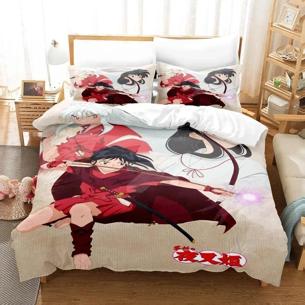 New Fashion Inuyasha Bedding Collection Single Twin Full Queen King Size Bed Collection Adult Kid Bedroom 3D Anime Bed Sheets And Pillowcases