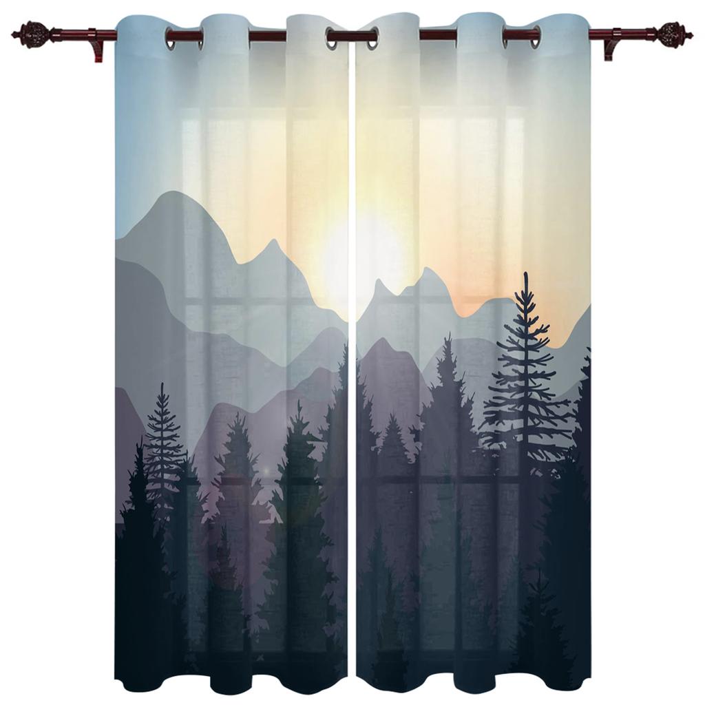 Шторы на окна со снежинками из соснового леса, роскошный декор для гостиной, рождественские шторы для спальни, кухни, оконные шторы