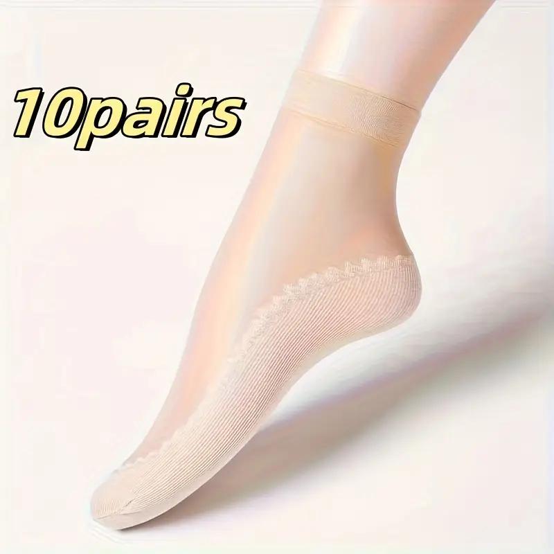 10 пар хлопковых чулок Ультратонкие короткие носки Женские летние черные незаметные прозрачные чулки против зацепок