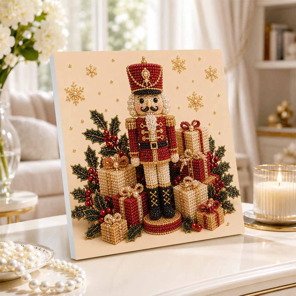 Pearl painting Christmas Nutcracker art kit DIY handmade holiday festive home decor painting