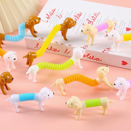 Yousheng 5/10/15/20Pcs Stress Relief Telescopic Tube Dachshund Toy Dog Flexible Tube Fidget Toy Twisting Stretch Sensory Tube Party