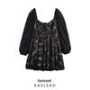 2025 Spring Women's Plus Size Lace Puff Sleeve Dress - Fashionable European & American Style