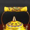 Enameled Teakettle with Ceramic Handle,Tibet Good Luck yellowTea Kettle for Stovetop/induction Cooke Hot Water No Whistling 2.4L