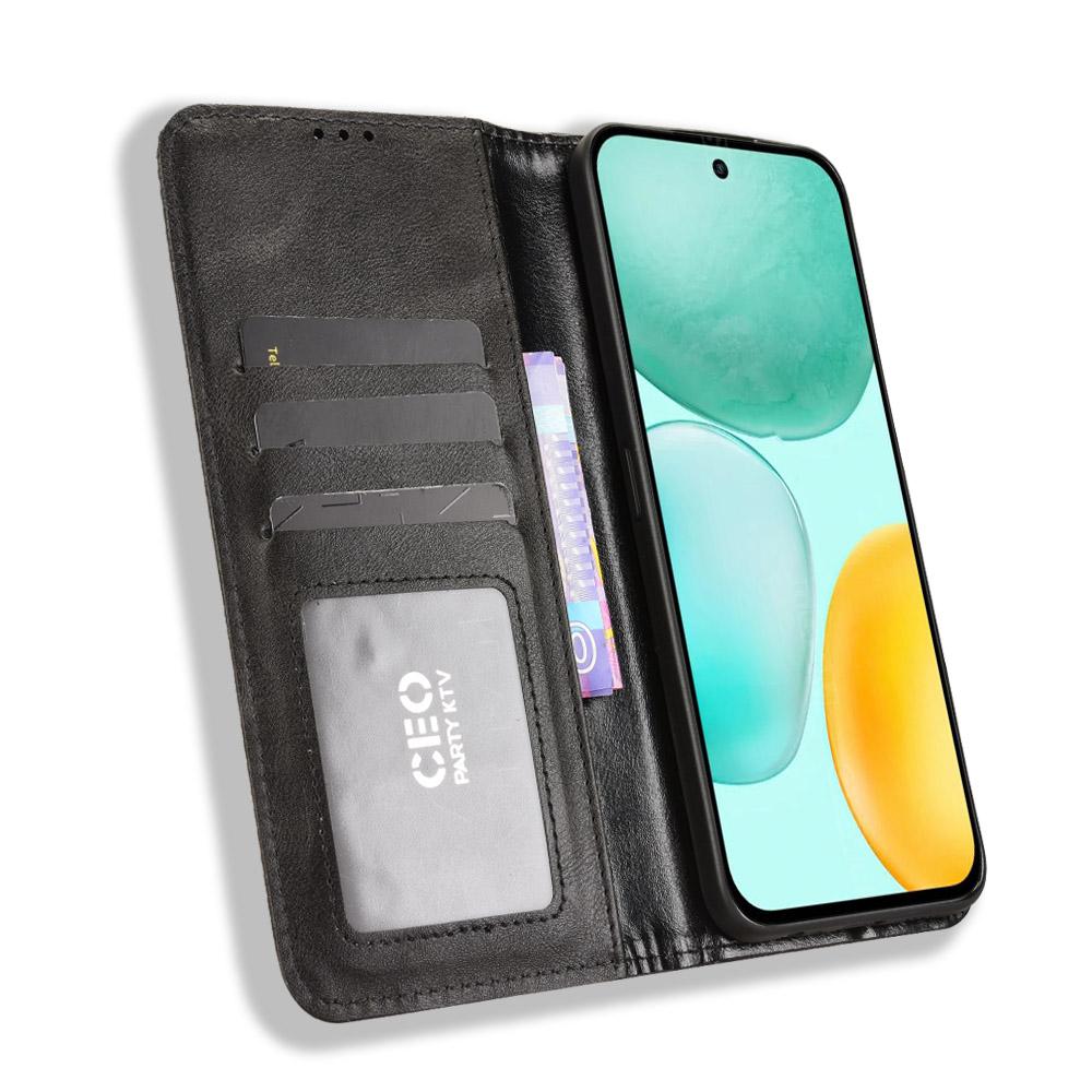 For Honor X6c 4G Leather Case Wallet Stand Retro Texture Phone Cover