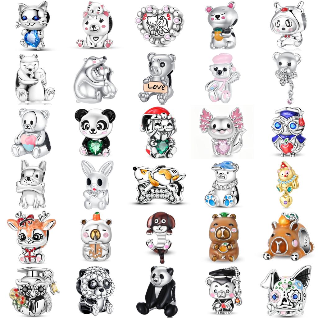 Copper Animals Series Charms Dog Cat Bear Pets Beads Fit Original Bracelet Necklace Diy Woman Pendants Fine Jewelry