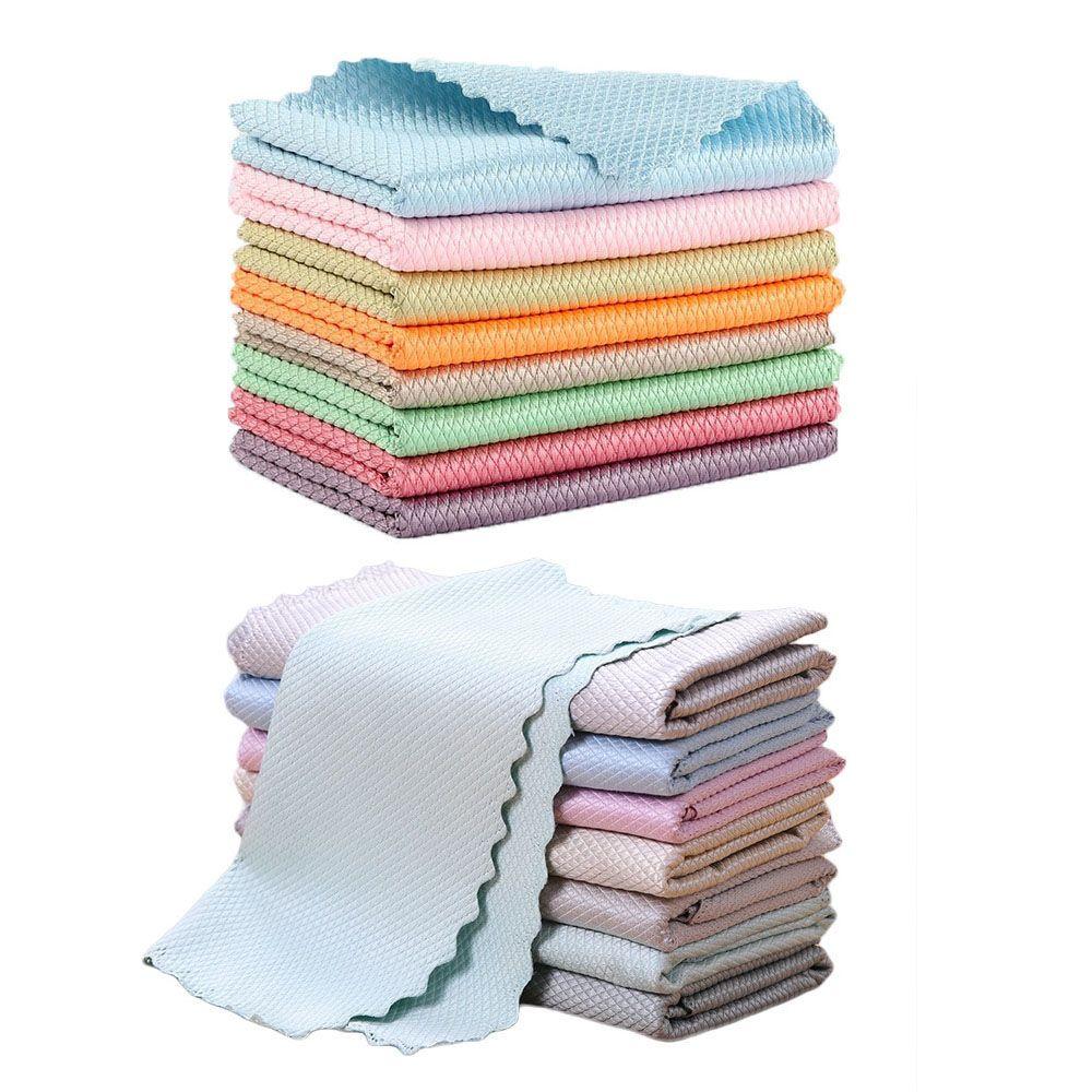Kitchen Polishing No Traces Anti-Grease Wiping Rags Fish Scale Towel Cleaning Cloth Scouring Pad