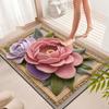 Rural Flower Mat 3D Stereoscopic Design Wear Resistant Crystal Velvet Carpet Creative Flower Pattern Non Woven Bottom