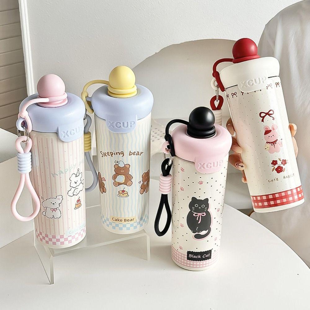 Cute Thermos Bottle 600ml Cold Beverages Cups Durable Vacuum Flask  Travel