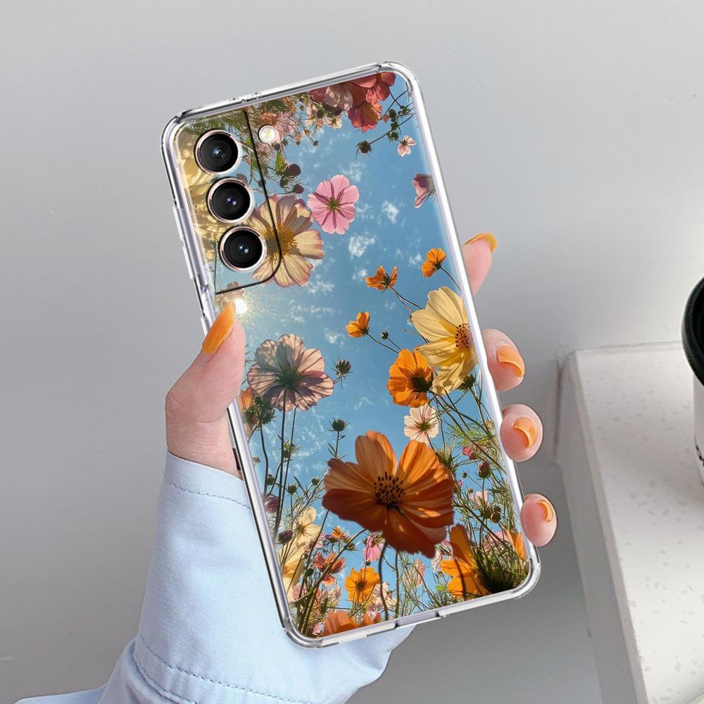 Чехол для телефона Samsung Galaxy S26 S25 S24 S23 S22 Ultra S20 S21 FE 5G Plus Мягкий прозрачный чехол Летний разноцветный цветок