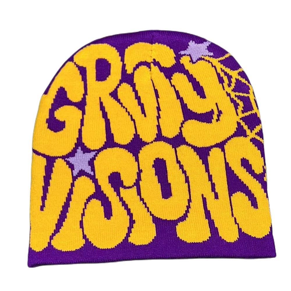 Вязаная шапка шляпа мужская женская с принтом букв бини боннет готическая шерстяная акриловая теплая повседневная шапка-бини Y2k Ins хип-хоп шапка холодная шапка