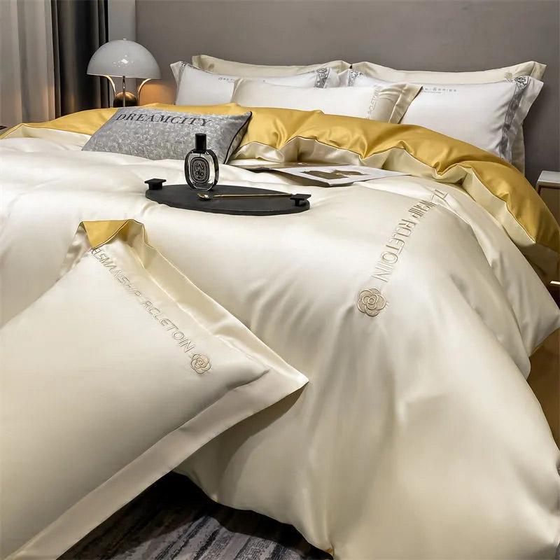 4 шт./комплект, легкий роскошный комплект из четырех предметов из ледяного шелка, шелковое одеяло, летнее постельное белье для общежития, высококачественные удобные простыни, покрывала, комплекты