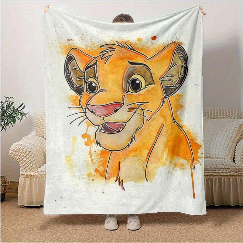 1pc Simba Blanket – Themed Soft Flannel Throw Blanket, Versatile & Cozy for Bedroom, Living Room, Travel, Camping, Car Blankets, Beach, Office Naps, M
