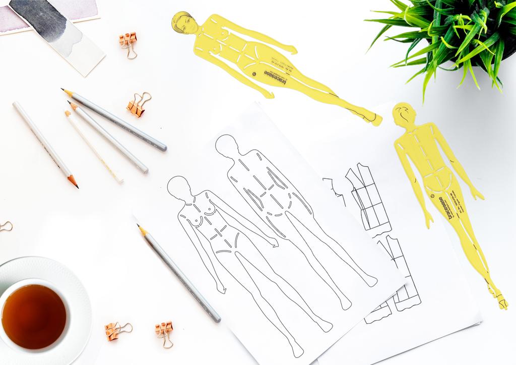 Traceease Шаблон женской человеческой фигуры, трафареты, инструменты для рисования модельера, 2 шт. ( Фронт &