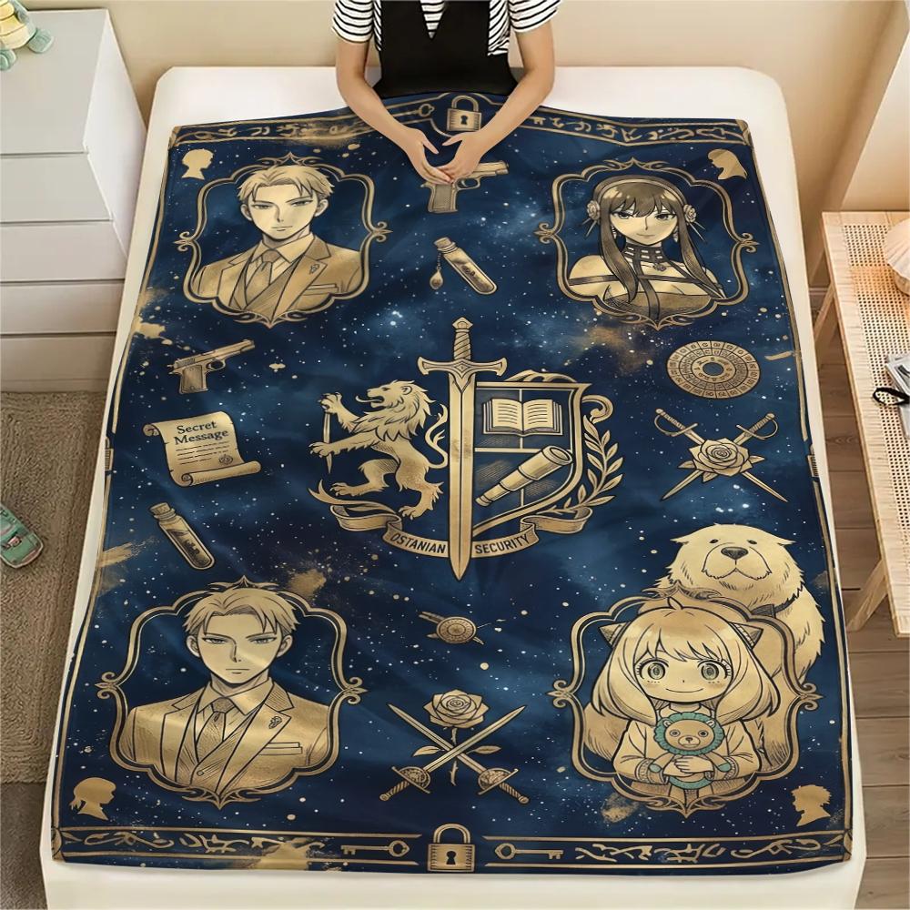 Anya Spy x Family Graphic Flannel Blanket Warm Soft Print Throw for Bed Sofa Chair Travel Picnic Cozy Home Decoration-Xin