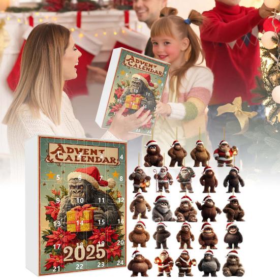 Адвент-календарь 24-дневный обратный отсчет украшение на тему человека-обезьяны семейный рождественский адвент-календарь фестиваль подвесной